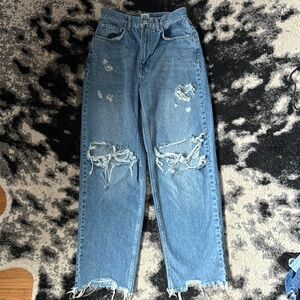 BDG High-Rise Baggy Distressed Blue Jeans